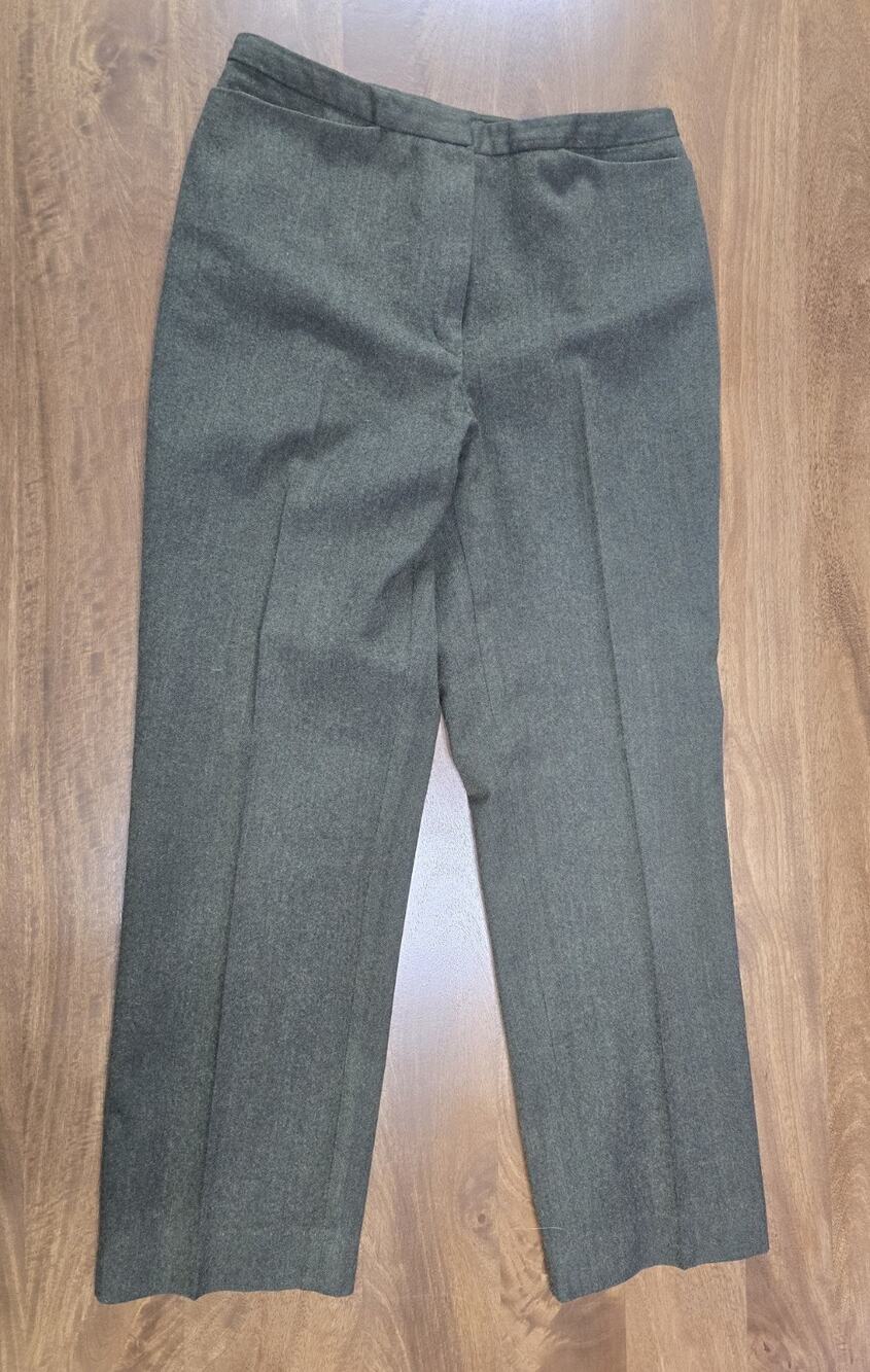 Vintage Rena Rowan 100% Wool Tailored Trousers Olive Green Size 8 Dark Academia